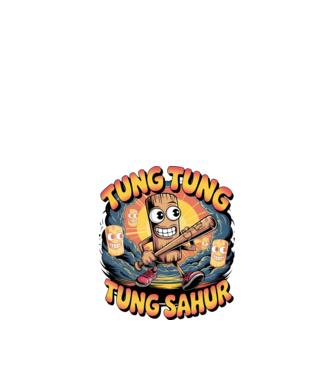 Tung Tung Tung Sahur Retro model negru pe tricou