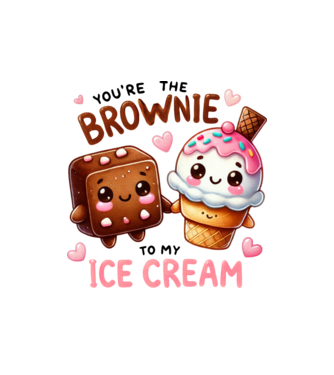 Brownie to my Ice Cream model alb pe tricou