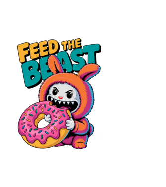 Feed the beast model alb pe tricou