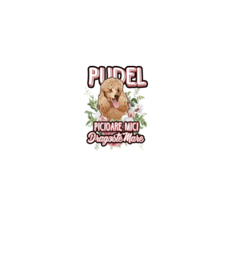 Pudel picioare mici dragoste mare model gri pe tricou