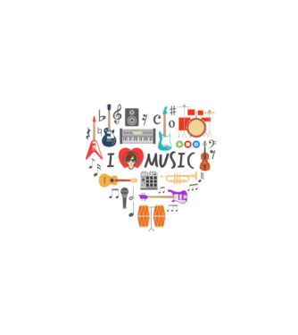 music heart model alb pe tricou