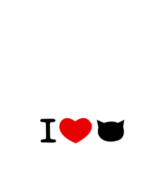 I love Pisică model alb pe tricou