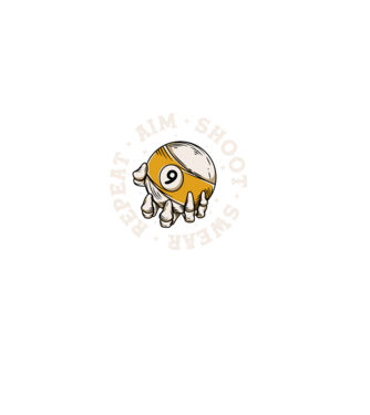 Aim Shoot Swear Repeat Biliard model negru pe tricou