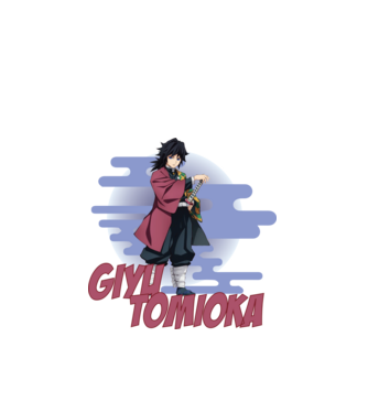Demon Slayer Giyu model alb pe tricou