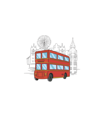 Autobuze model alb pe tricou