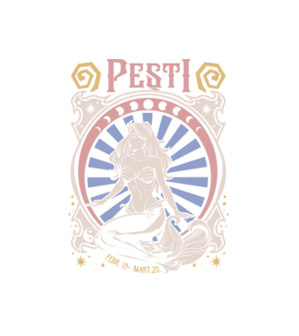 Zodiac Vintage PEȘTI model alb pe tricou