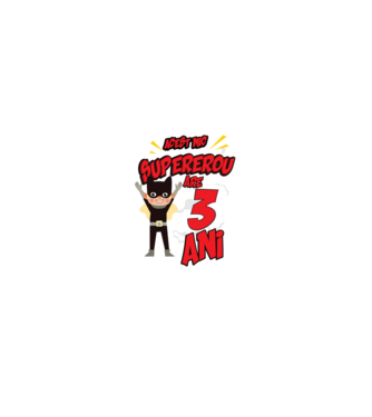 Acest mic supererou are 3 ani model negru pe tricou