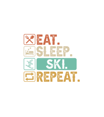 Eat Sleep SKI Repeat model alb pe tricou