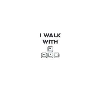 I Walk with WASD model alb/roșu pe tricou
