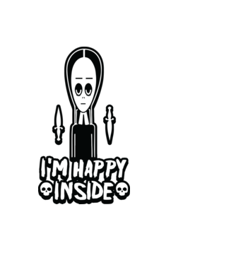 WEDNESDAY Happy inside model negru pe tricou