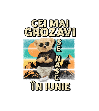 RETRO teddy IUNIE model alb pe tricou