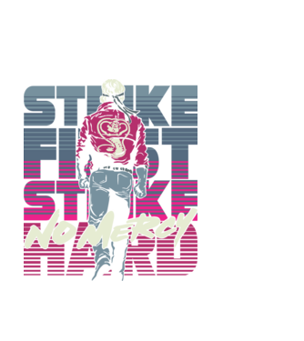 Strike first strike hard neon model negru pe tricou