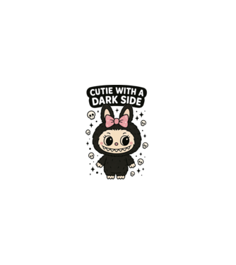 Cutie with a dark side model alb pe tricou