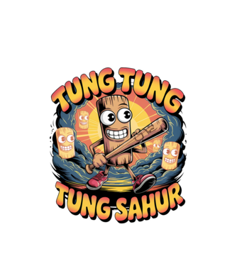 Tung Tung Tung Sahur Retro model alb pe tricou
