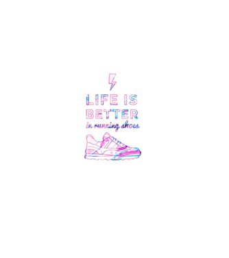 Life is better running shoes HOLO model negru pe tricou