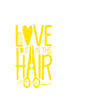 Love is in the hair model alb pe tricou