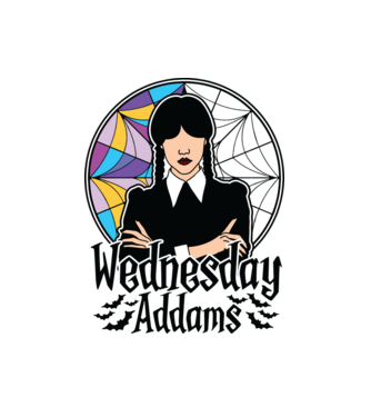  Wednesday Window colorful model alb pe tricou