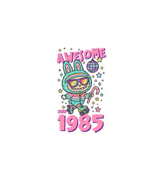 Awesome since 1985 - Labubu model negru pe tricou