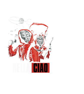 bella ciao money heist model negru pe tricou