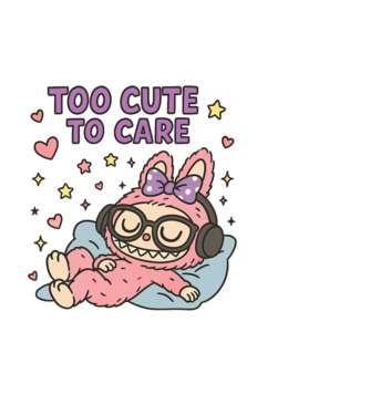 Too cute to care model alb pe tricou