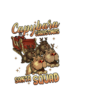 Capybara christmas santa squad model negru pe tricou