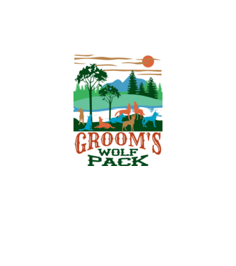Grooms wolf pack model alb pe tricou