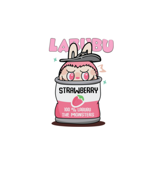 Strawberry Labubu model alb pe tricou
