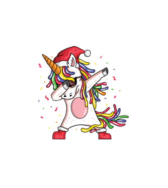 Christmas unicorn dab model alb pe tricou