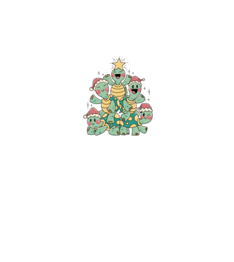 Turtle christmas tree model negru pe tricou