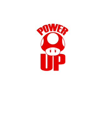 Power up model alb pe tricou