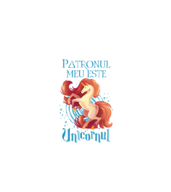 Patronul meu este UNICORNUL model negru pe tricou