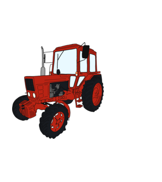 TRACTOR model alb pe tricou