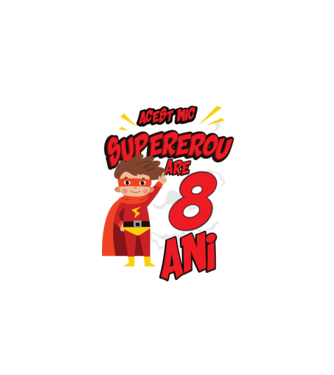 Acest mic supererou are 8 ani model negru pe tricou