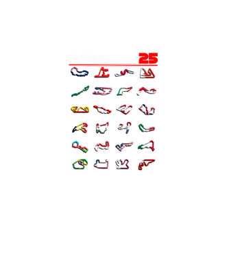 F1 calendar 2025 Negru model turcoaz pe tricou