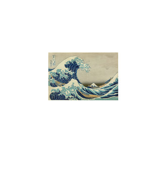 Great Wave of Kanagawa mască model alb pe tricou