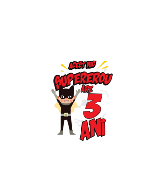 Acest mic supererou are 3 ani model negru pe tricou