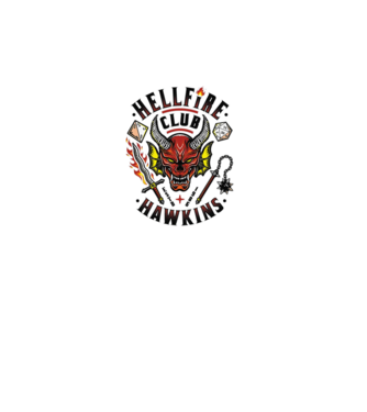 hellfire club hawkins model alb pe tricou