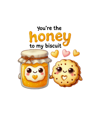 Honey to my Biscuit model alb pe tricou
