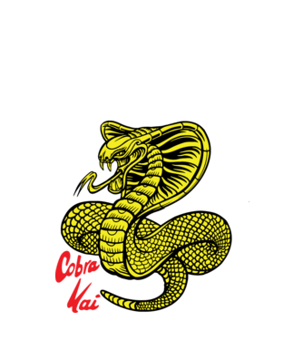 cobra kai logo color model negru pe tricou