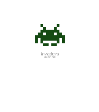 Invaders Must Die model alb pe tricou