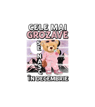 RETRO teddy fetişcană DECEMBRIE model alb pe tricou