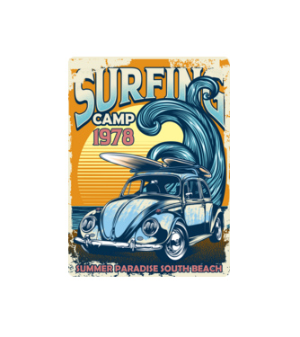 Surfer Camp model alb pe tricou