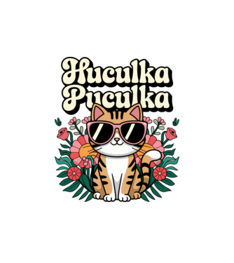 Huculka Puculka pisică 3 model alb pe tricou