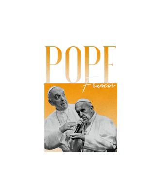Pope Frances 90s poster model alb pe tricou