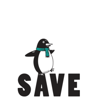 Save penguin model alb pe tricou