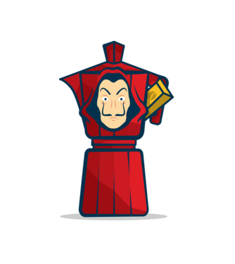 money heist coffee model alb pe tricou