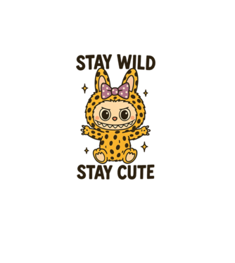 Stay wild - Labubu model alb pe tricou