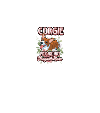 corgie : picioare mici dragoste mare model alb pe tricou
