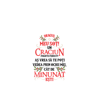 Dragul meu soț! Un Crăciun foarte fericit! Aș vrea să te poți vedea prin ochii mei, cât de minunat ești model alb pe tricou