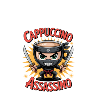 Cappuccino Assasino model alb pe tricou